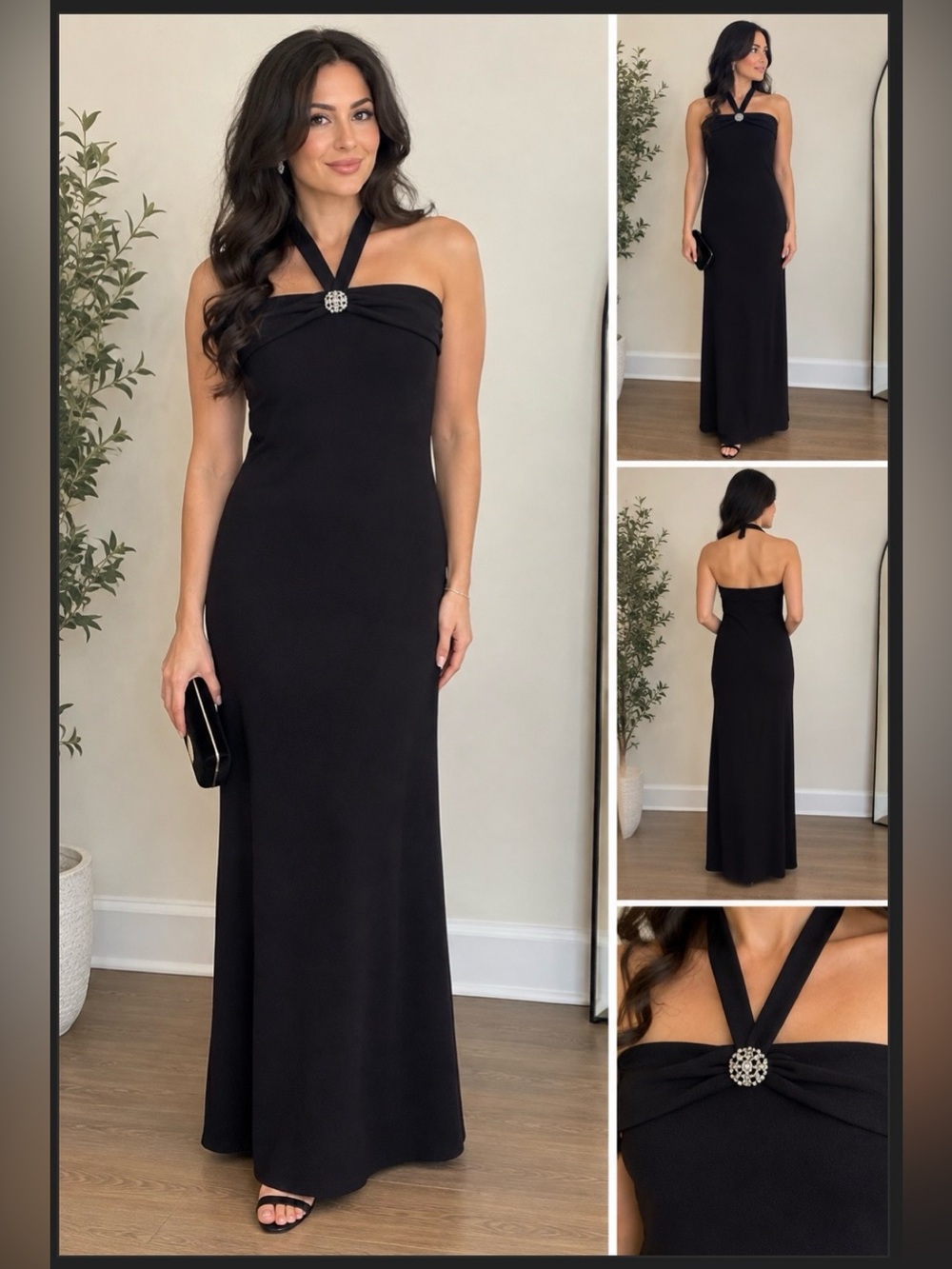 Laundry By Shelli Segal Black Halter Maxi Sundress